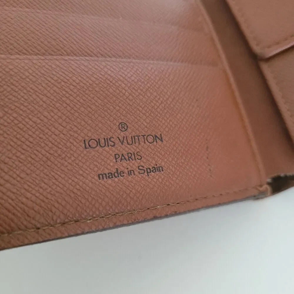 Vintage Louis Vuitton Men's LV Brown Bi-Fold Leather Wallet Monogram Card Bill